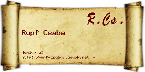 Rupf Csaba névjegykártya